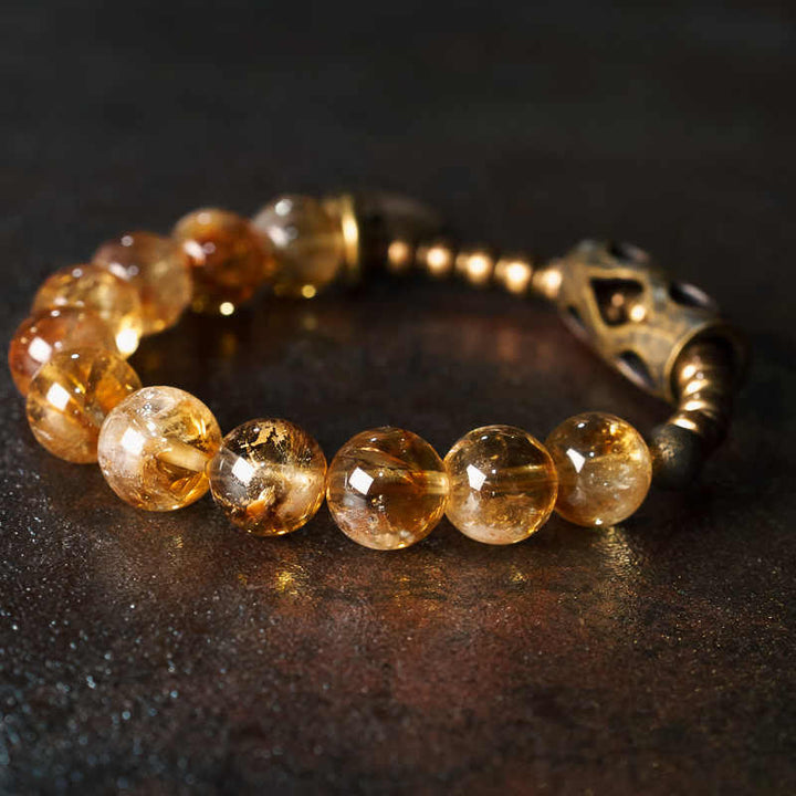Pulsera de protección retro diaria Buddha Stones con cuentas de citrino de 10 mm