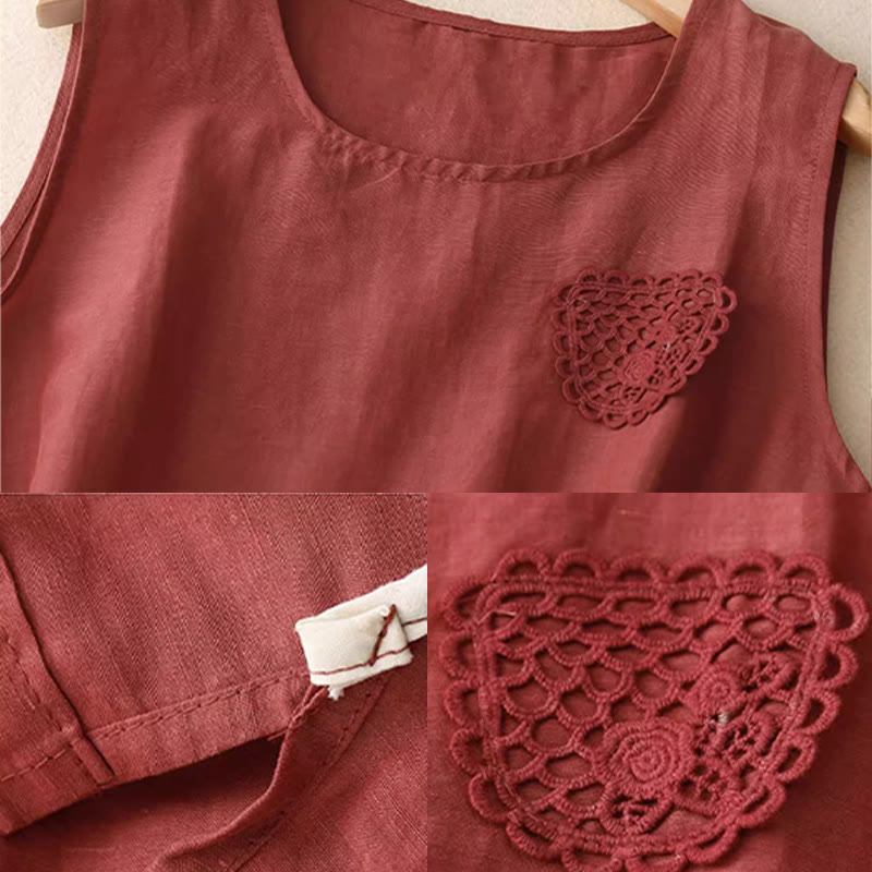 Chaleco sin mangas de cuello redondo para mujer con diseño de patchwork, bordado y Buddha Stones, de color liso y estilo casual. - image 14