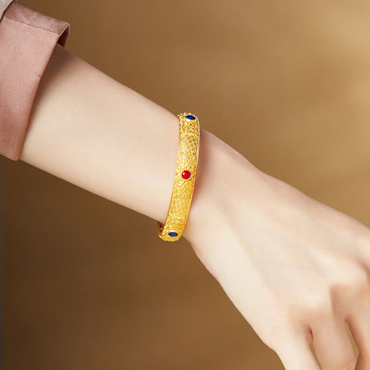 Pulsera de protección con diseño hueco de nubes doradas y Buddha Stones en plata de ley 925, 56 mm (2,20 pulgadas) - image 4