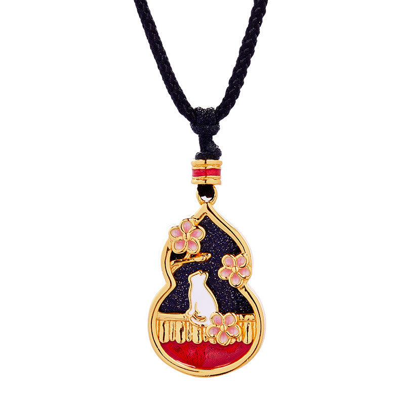 Buddha Stones Collar con colgante de protección de plata de ley 925 con diseño de calabaza y flor de melocotón - image 8