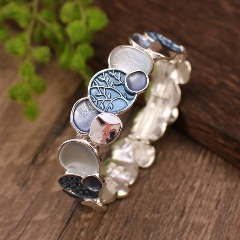 Pulsera elástica de aleación con diseño circular del Árbol de la Vida y Buddha Stones