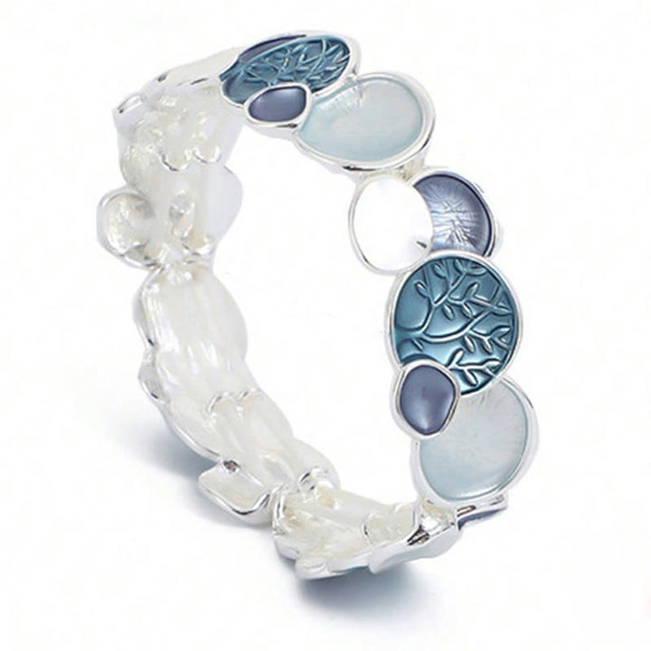 Pulsera elástica de aleación con diseño circular del Árbol de la Vida y Buddha Stones