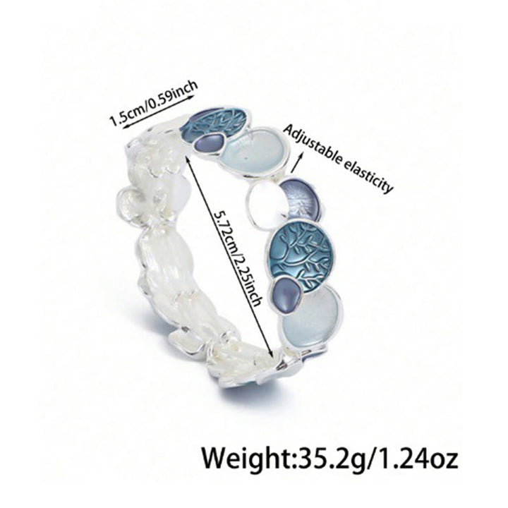 Pulsera elástica de aleación con diseño circular del Árbol de la Vida y Buddha Stones
