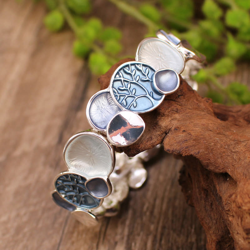 Pulsera elástica de aleación con diseño circular del Árbol de la Vida y Buddha Stones