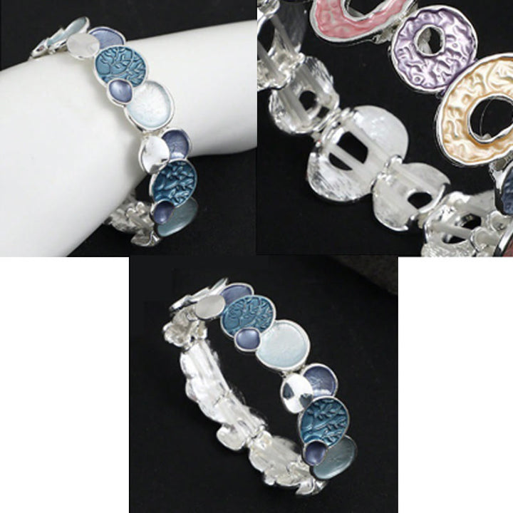 Pulsera elástica de aleación con diseño circular del Árbol de la Vida y Buddha Stones