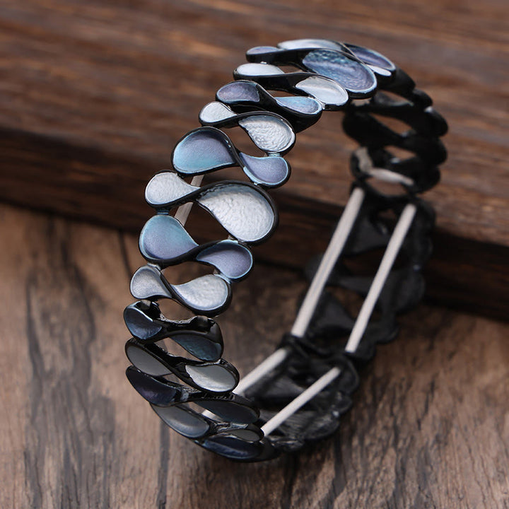 Pulsera elástica de aleación con forma de 8, hueca, geométrica y colorida con Buddha Stones