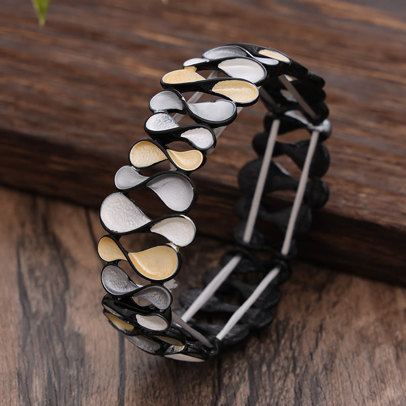 Pulsera elástica de aleación con forma de 8, hueca, geométrica y colorida con Buddha Stones