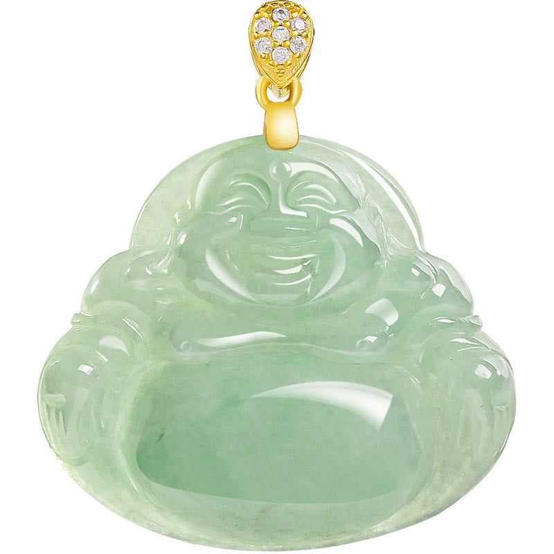 Collar con Buddha Stones sonriente de jade natural en plata de ley 925 con piedras de Buda, cadena de la suerte y la prosperidad. - image 13