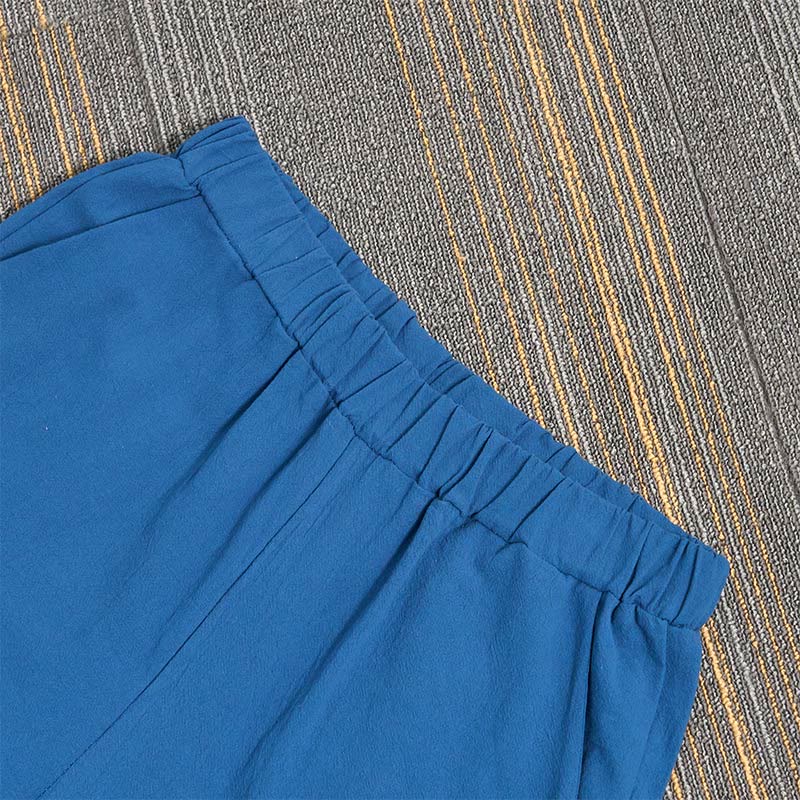 Pantalones de lino y algodón para mujer con diseño casual de Buddha Stones, color puro, con puños abotonados y bolsillos - image 47