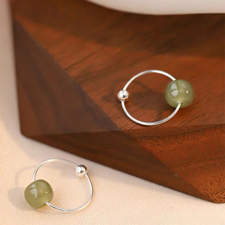 Pendientes de la suerte con cuentas de jade hetiano de plata de ley 925 y piedras de Buddha Stones - Jade cian (postes de plata de ley 925) - image 8