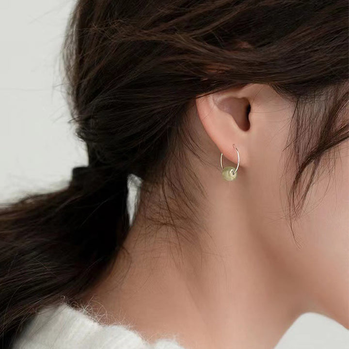 Pendientes de la suerte con cuentas de jade hetiano de plata de ley 925 y piedras de Buddha Stones - image 10