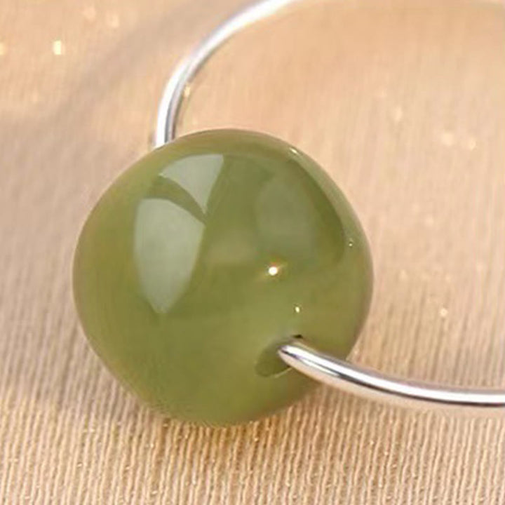 Pendientes de la suerte con cuentas de jade hetiano de plata de ley 925 y piedras de Buddha Stones - image 1