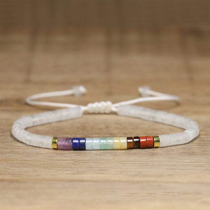Pulsera de cuentas espaciadoras de ónix negro y cristal blanco natural de Buddha Stones