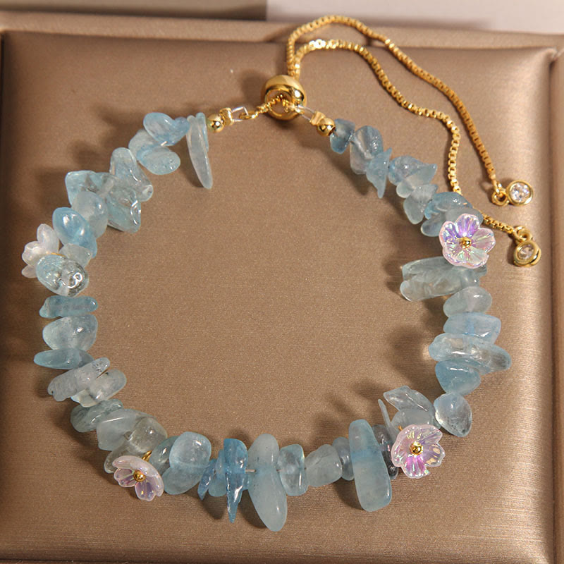 Pulsera protectora de Buddha Stones, varios cristales de grava, cristal blanco y cristal azul.