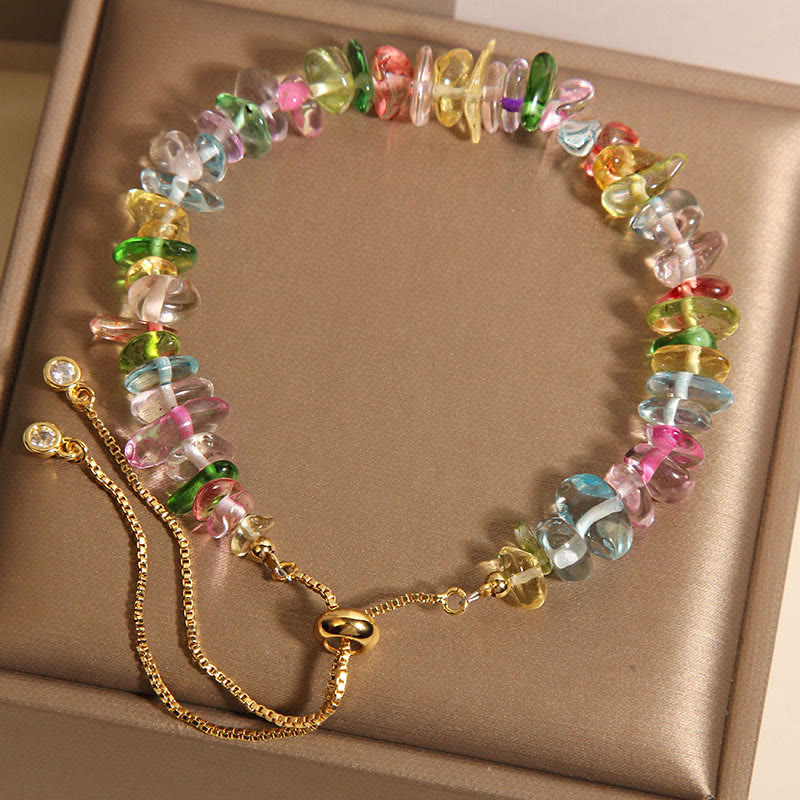 Pulsera protectora de Buddha Stones, varios cristales de grava, cristal blanco y cristal azul.