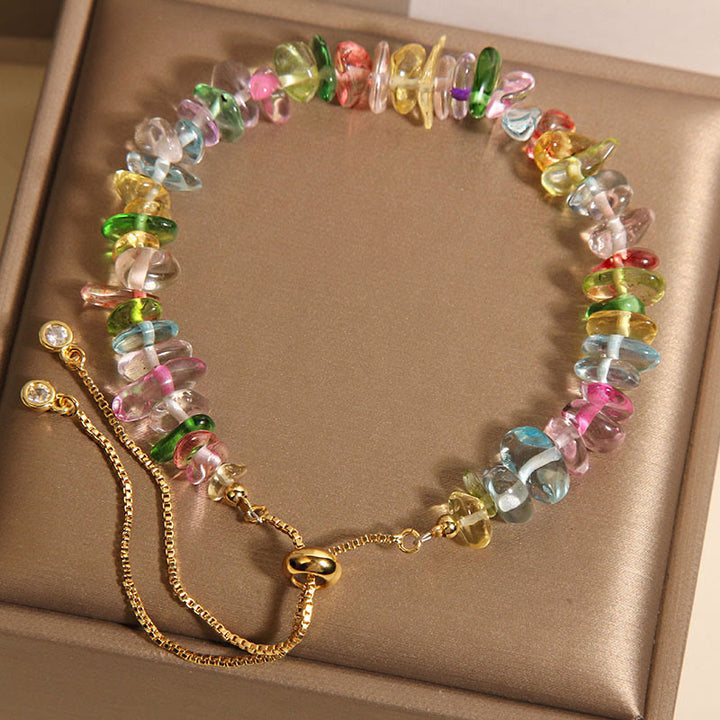 Pulsera protectora de Buddha Stones, varios cristales de grava, cristal blanco y cristal azul.