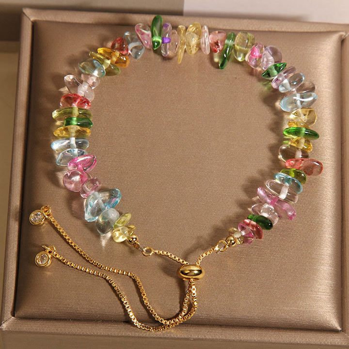 Pulsera protectora de Buddha Stones, varios cristales de grava, cristal blanco y cristal azul.