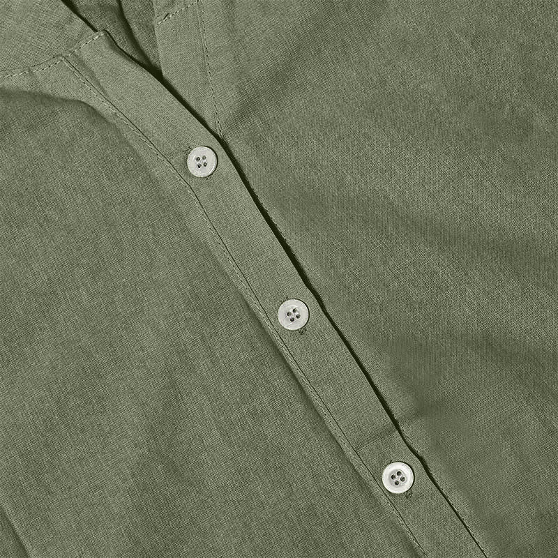 Camisa informal de manga corta con cuello entallado y botones lisos de Buddha Stones para mujer - image 39