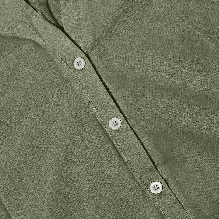 Camisa informal de manga corta con cuello entallado y botones lisos de Buddha Stones para mujer - image 39