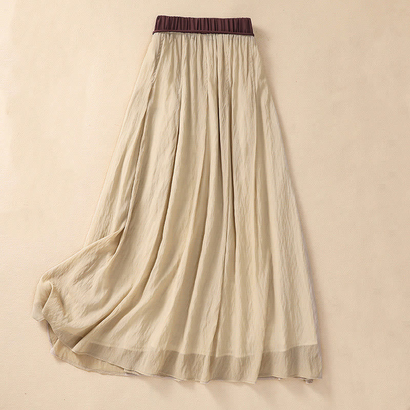 Falda de mujer de 7-8 pulgadas de largo, con diseño plisado y cordones, de color contrastante, estilo casual, con estampado de Buddha Stones. - image 1