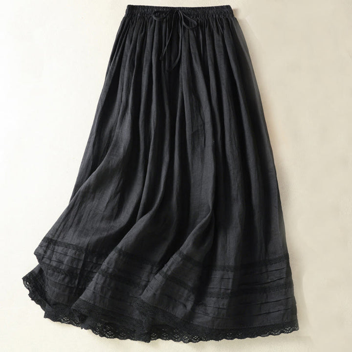 Falda de verano lisa con cordón ajustable y diseño de encaje y patchwork, con estampado de Buddha Stones, para mujer, de 7 a 8 pulgadas de largo. - Negro - US8-10，UK/AU12-14，EU40-42 (2XL) - image 18