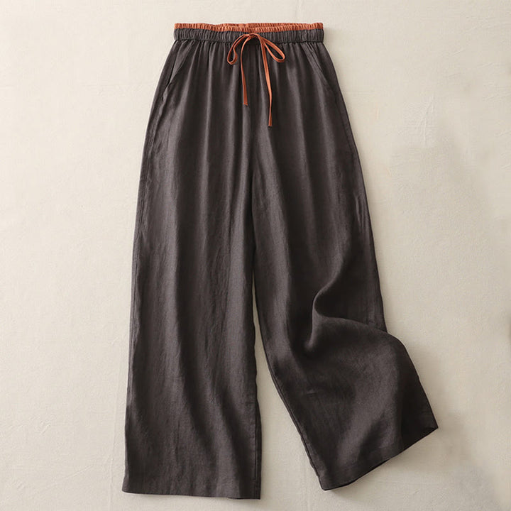 Pantalones anchos para mujer con bolsillos, estampado Buddha Stones Casual Colorblock y cordón ajustable. - Marrón silla de montar - US14, UK/AU18, EU46 (3XL) - image 5
