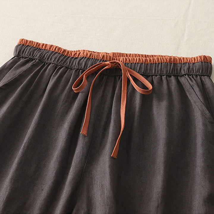 Pantalones anchos para mujer con bolsillos, estampado Buddha Stones Casual Colorblock y cordón ajustable. - image 6