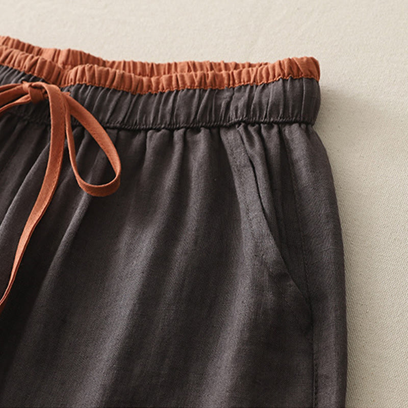 Pantalones anchos para mujer con bolsillos, estampado Buddha Stones Casual Colorblock y cordón ajustable. - image 7