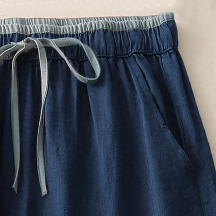 Pantalones anchos para mujer con bolsillos, estampado Buddha Stones Casual Colorblock y cordón ajustable. - image 12