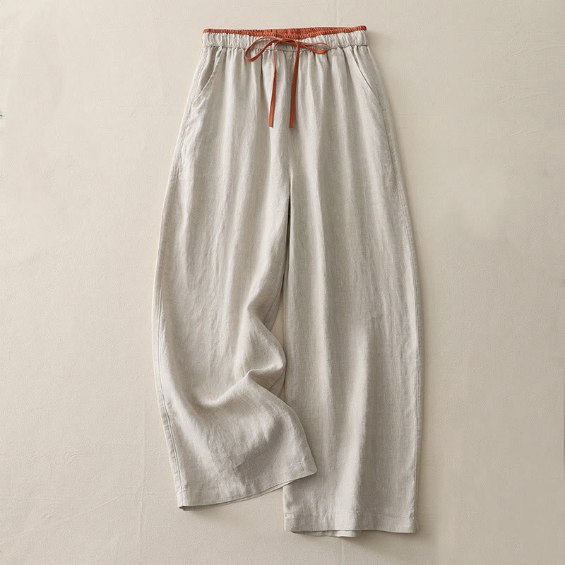 Pantalones anchos para mujer con bolsillos, estampado Buddha Stones Casual Colorblock y cordón ajustable. - Beige - US14, UK/AU18, EU46 (3XL) - image 15