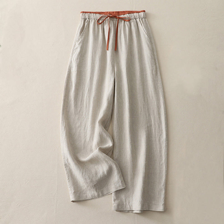 Pantalones anchos para mujer con bolsillos, estampado Buddha Stones Casual Colorblock y cordón ajustable. - Beige - US14, UK/AU18, EU46 (3XL) - image 15