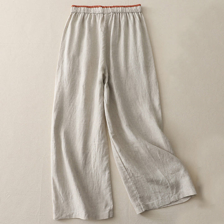 Pantalones anchos para mujer con bolsillos, estampado Buddha Stones Casual Colorblock y cordón ajustable. - image 16