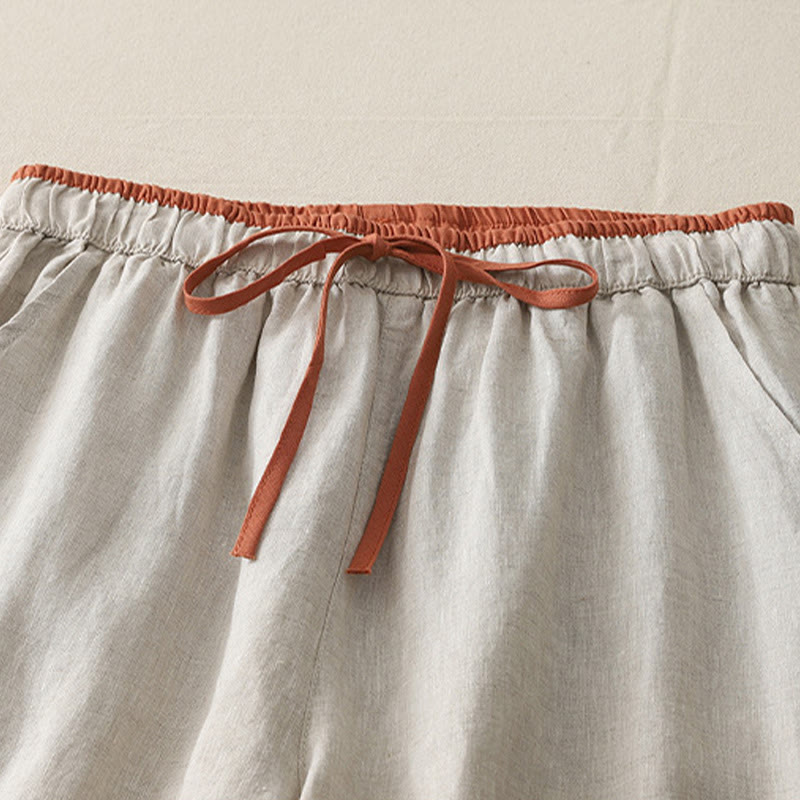 Pantalones anchos para mujer con bolsillos, estampado Buddha Stones Casual Colorblock y cordón ajustable. - image 17