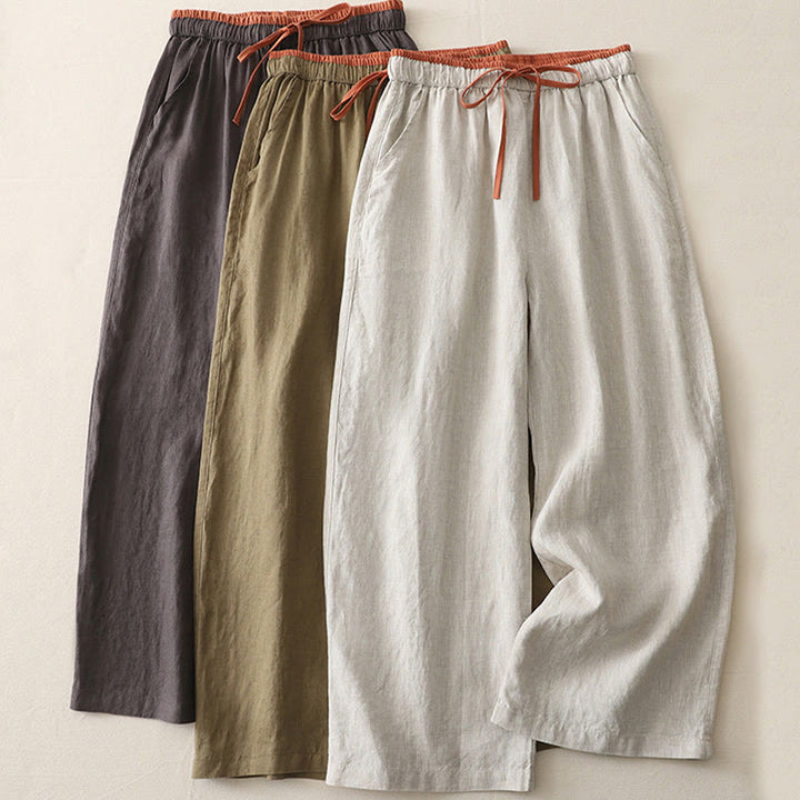 Pantalones anchos para mujer con bolsillos, estampado Buddha Stones Casual Colorblock y cordón ajustable. - image 21