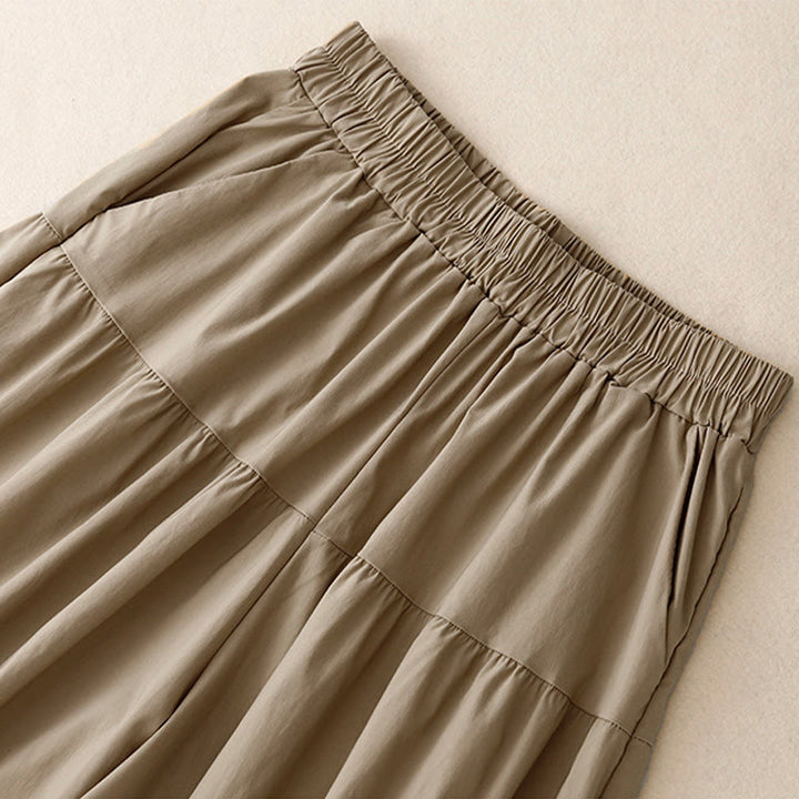 Pantalones casuales sueltos y lisos de algodón elástico para mujer, de Buddha Stones, con pernera ancha y bolsillos, de 7-8 de largo. - image 3