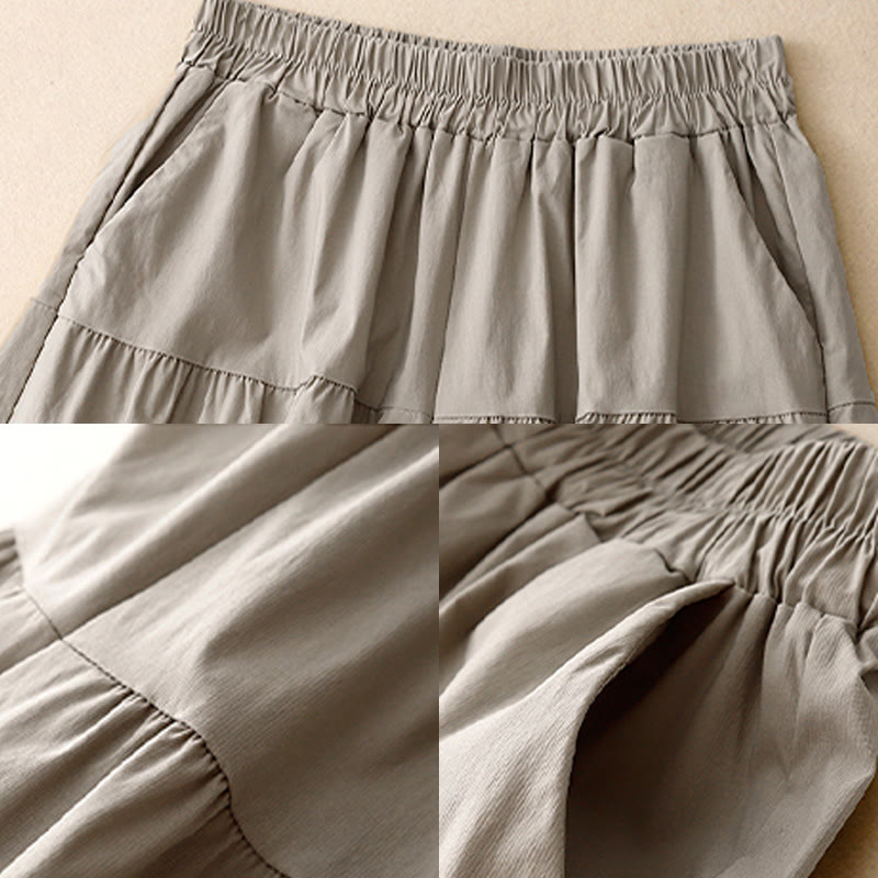 Pantalones casuales sueltos y lisos de algodón elástico para mujer, de Buddha Stones, con pernera ancha y bolsillos, de 7-8 de largo. - image 9