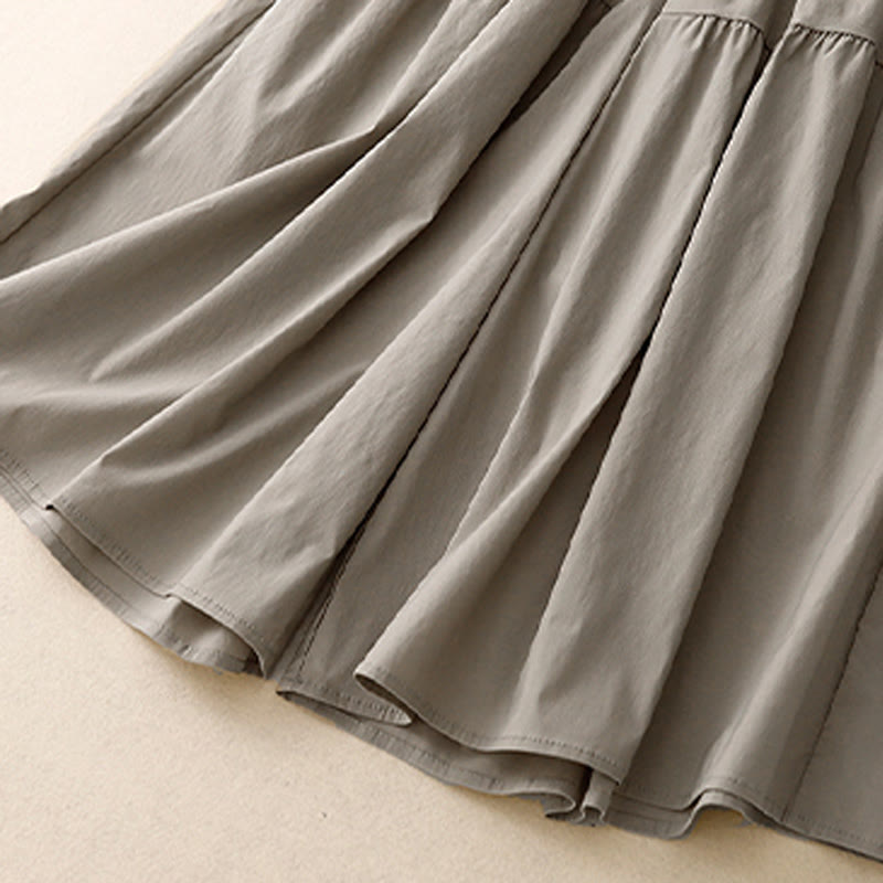 Pantalones casuales sueltos y lisos de algodón elástico para mujer, de Buddha Stones, con pernera ancha y bolsillos, de 7-8 de largo.