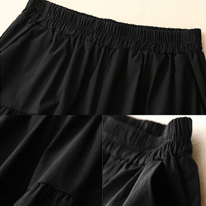 Pantalones casuales sueltos y lisos de algodón elástico para mujer, de Buddha Stones, con pernera ancha y bolsillos, de 7-8 de largo. - image 11