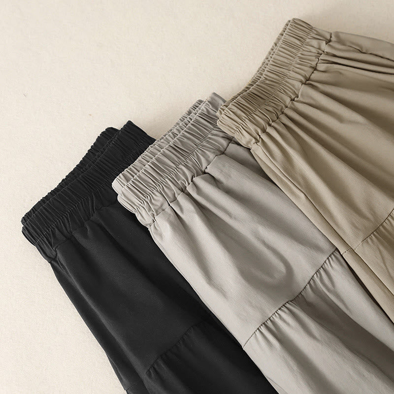 Pantalones casuales sueltos y lisos de algodón elástico para mujer, de Buddha Stones, con pernera ancha y bolsillos, de 7-8 de largo. - image 15