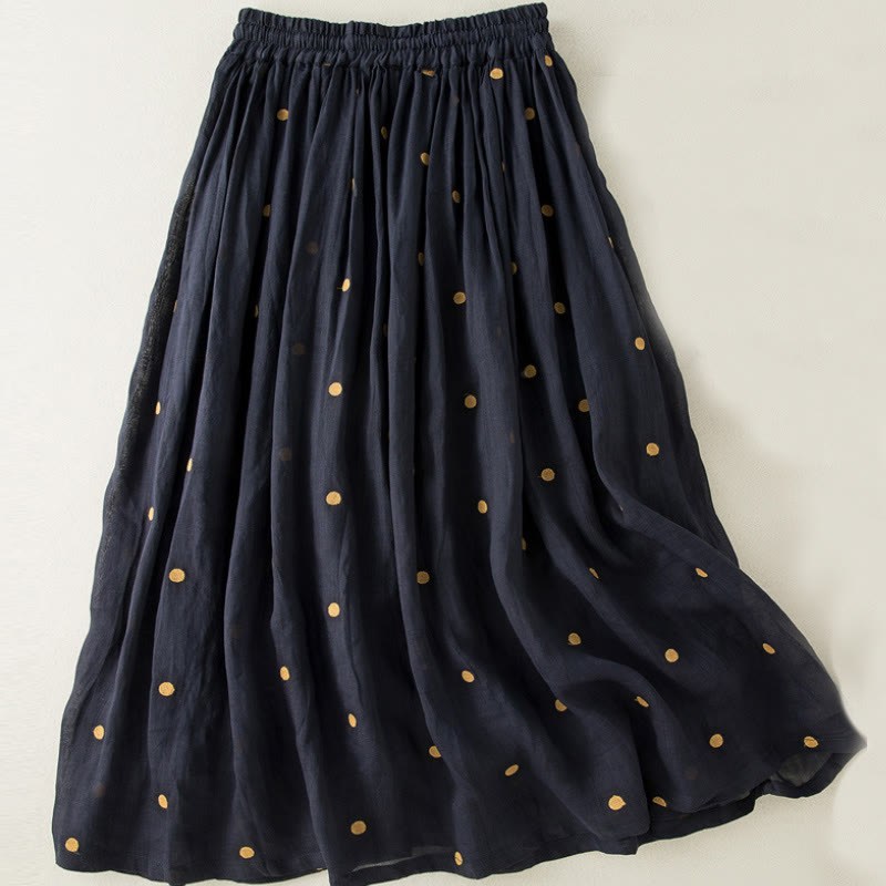 Falda plisada para mujer con estampado artístico de puntos vintage de Buddha Stones - image 15