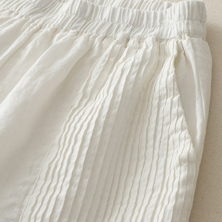 Pantalones casuales Buddha Stones de poliéster con pliegues, pierna ancha y bolsillos para mujer. - image 8