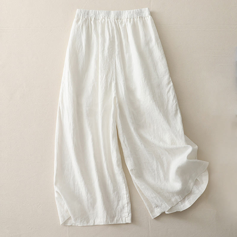 Pantalones casuales Buddha Stones de poliéster con pliegues, pierna ancha y bolsillos para mujer. - image 6