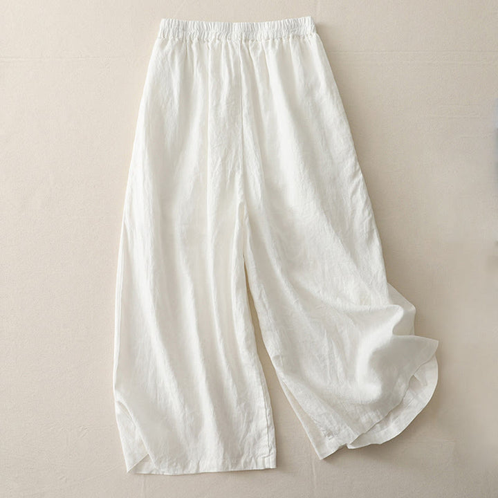 Pantalones casuales Buddha Stones de poliéster con pliegues, pierna ancha y bolsillos para mujer. - image 6