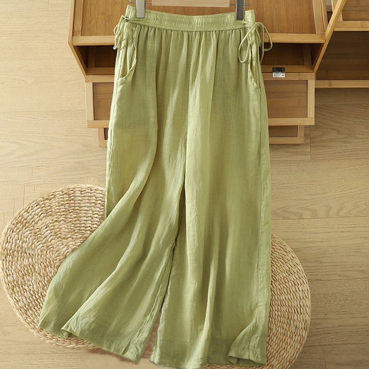 Pantalones anchos de poliéster para mujer, informales, lisos, con forro y cinta elástica, con bolsillos, de Buddha Stones