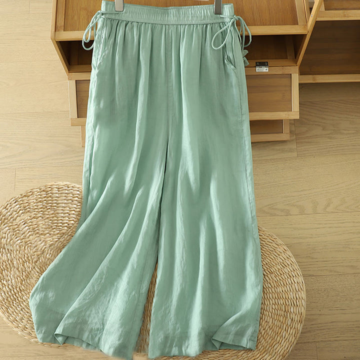 Pantalones anchos de poliéster para mujer, informales, lisos, con forro y cinta elástica, con bolsillos, de Buddha Stones