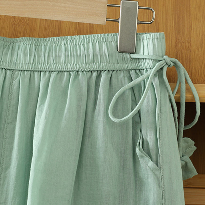 Pantalones anchos de poliéster para mujer, informales, lisos, con forro y cinta elástica, con bolsillos, de Buddha Stones