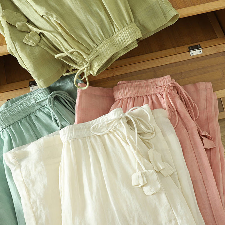 Pantalones anchos de poliéster para mujer, informales, lisos, con forro y cinta elástica, con bolsillos, de Buddha Stones