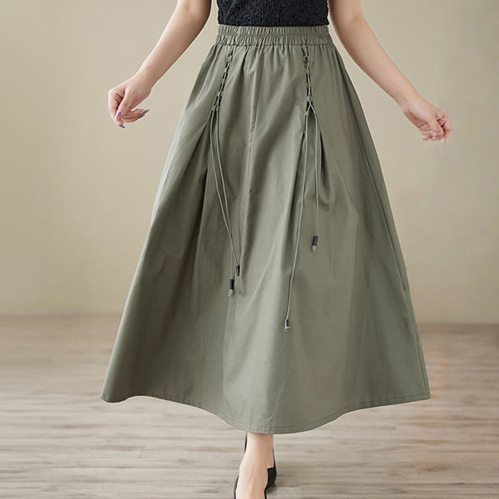 Falda plisada de algodón para mujer, informal, de verano, con Buddha Stones , de color puro