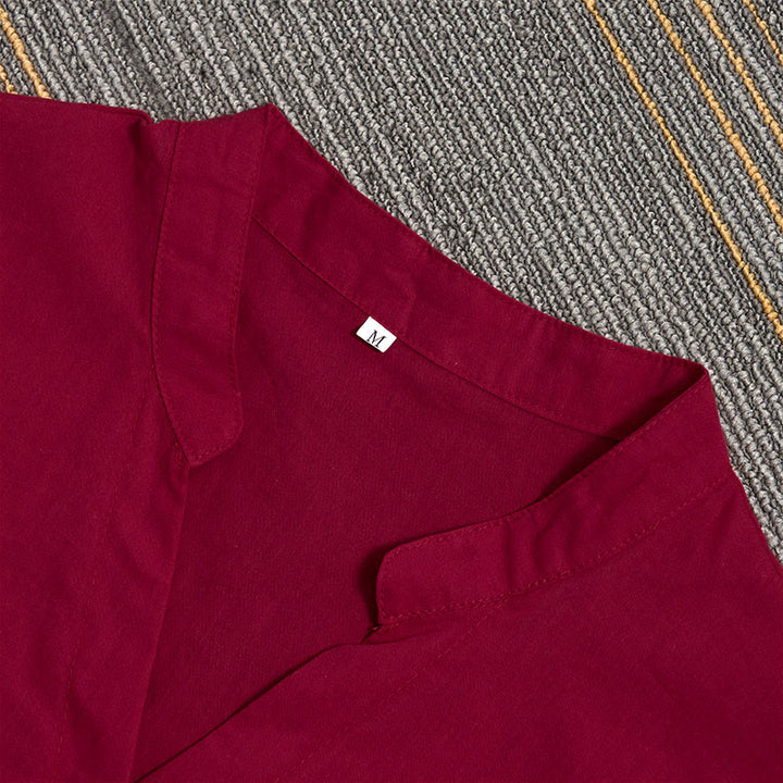 Camisa de lino y algodón de manga corta para mujer, informal, de verano, con cuello entallado y botones, estilo Buddha Stones - image 68