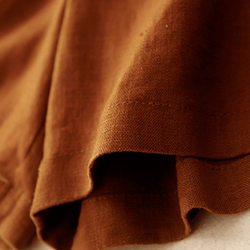 Pantalones cortos de verano para mujer, informales, plisados, lisos, de algodón y lino, con bolsillos, de Buddha Stones - image 2